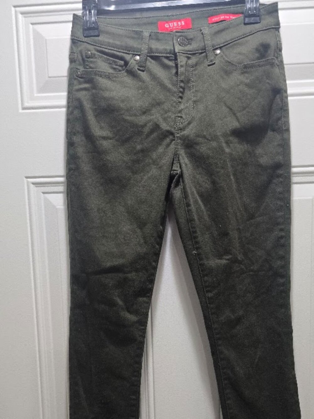 GUESS Womens Sculpt Mid Rise Skinny Jeans Size 27 Olive Green Stretch Pants